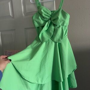 Habitual Lime Green Layered Kids Dress
